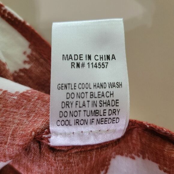 THML Women's Boho Rust and White Polka Dot Sleeveless Ruffle Peplum Blouse - Picture 11 of 14